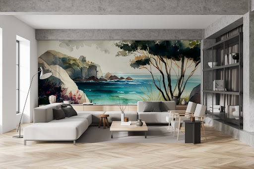 papier peint tropical falaise de WallDreamer